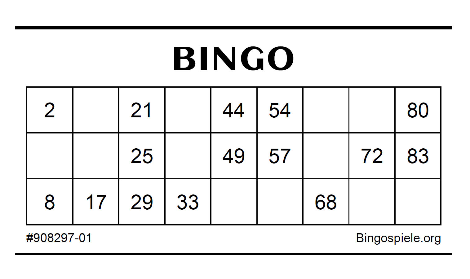 Kostenlose Bingo-Karten 1-90 zum Ausdrucken - Bingospiele