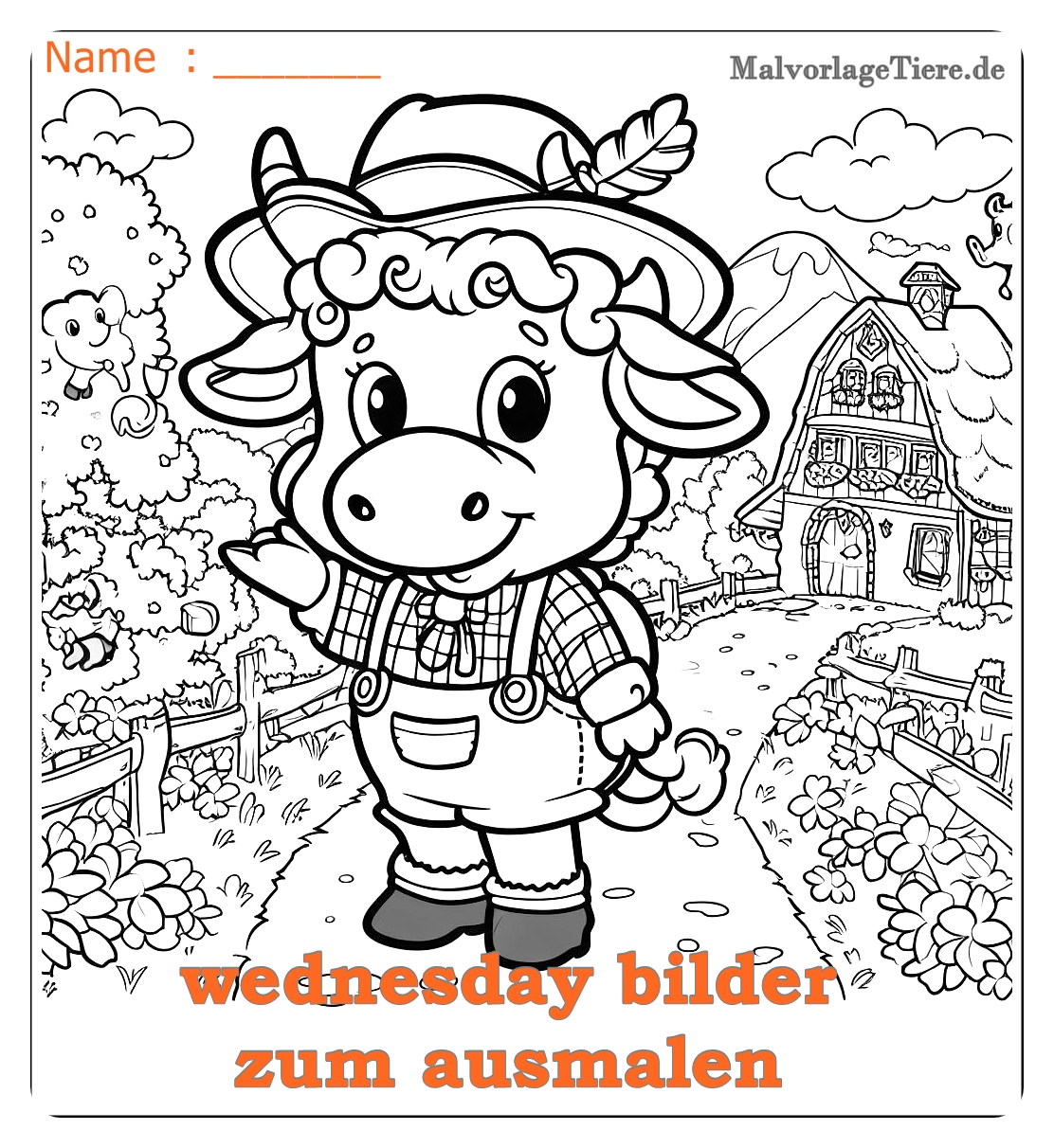 Attraktive Wednesday Bilder zum Ausmalen - Perfekt für Kinder