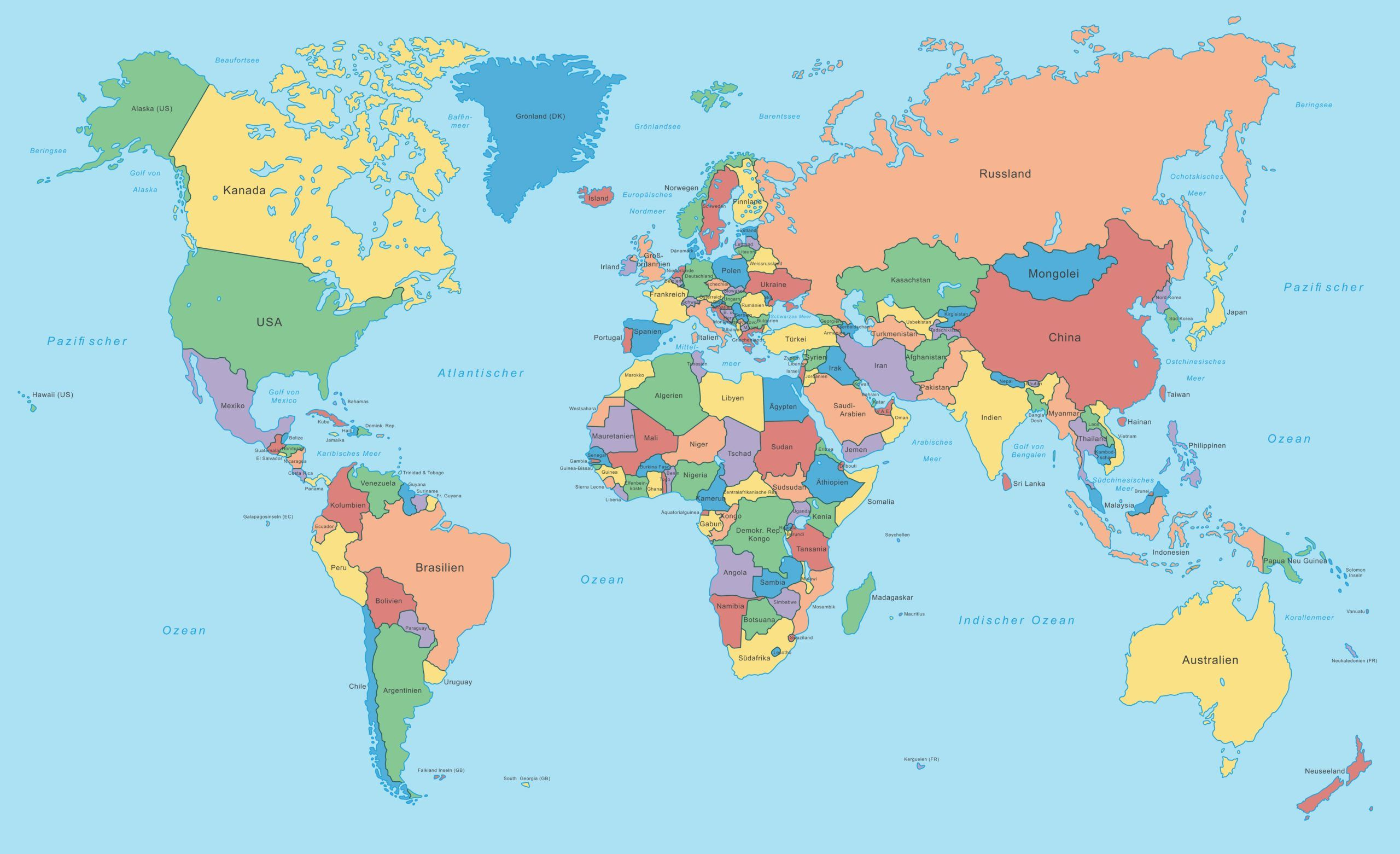 Weltkarte | Landkarte Aller Staaten Der Welt - Politische Karte über