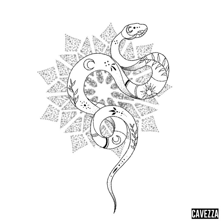 Serpent/ mandala flash disponible | Snake tattoo design, Snake art