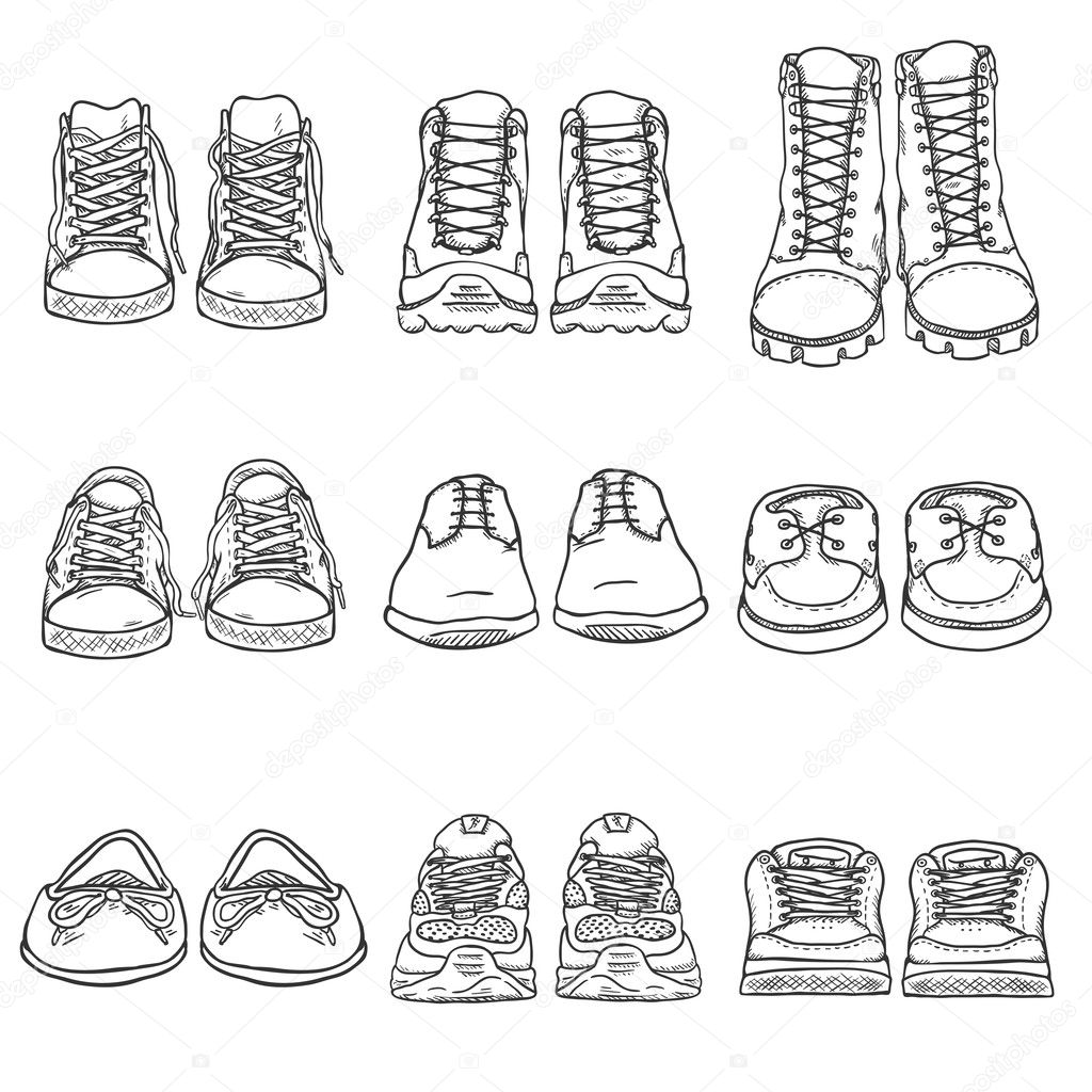 Conjunto de elementos de dibujo zapatos — Vector de stock © nikiteev