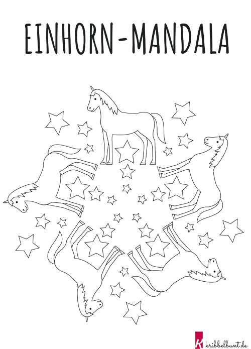 Einhorn Mandala » PDF zum Ausdrucken | Kribbelbunt