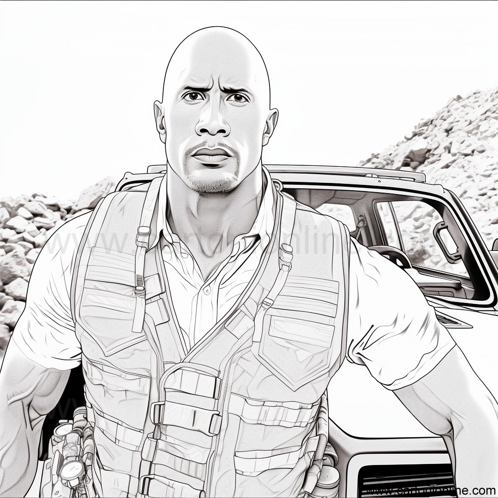 Ausmalbilder Luke Hobbs (Dwayne Johnson) von Fast and Furious