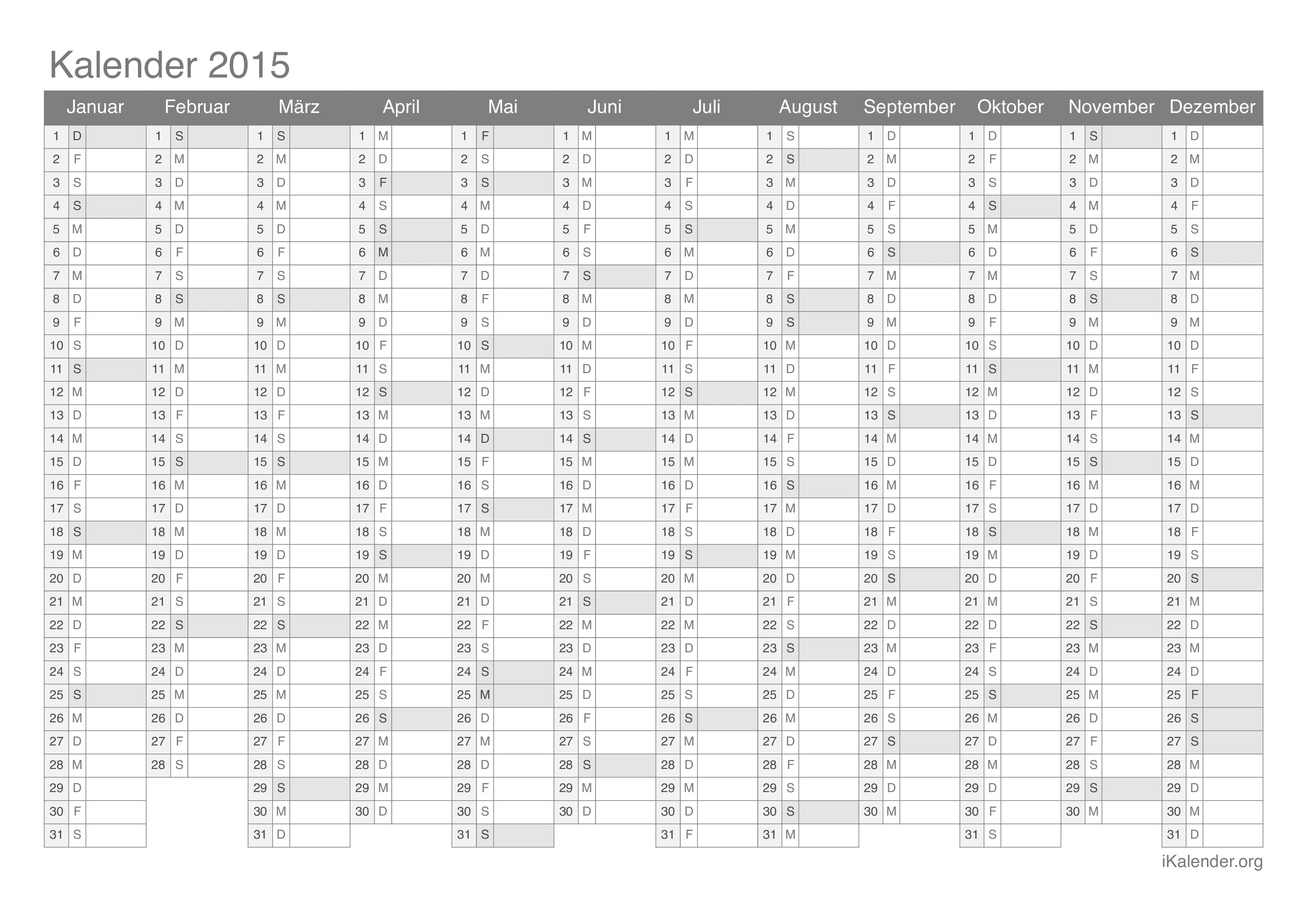 KALENDER 2015 ZUM AUSDRUCKEN ~ Images